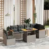 Image de vidaXL Salon de jardin avec coussins 7 pcs gris résine tressée