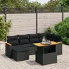Image de vidaXL Salon de jardin 7 pcs avec coussins noir résine tressée