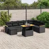 Image de vidaXL Salon de jardin 9 pcs avec coussins noir résine tressée