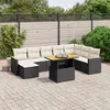 Image de vidaXL Salon de jardin 9 pcs avec coussins noir résine tressée