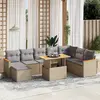 Image de vidaXL Salon de jardin avec coussins 9 pcs beige résine tressée