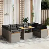 Image de vidaXL Salon de jardin avec coussins 10 pcs gris résine tressée