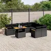Image de vidaXL Salon de jardin 10 pcs avec coussins noir résine tressée