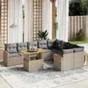 Image de vidaXL Salon de jardin avec coussins 10 pcs beige résine tressée