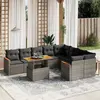 Image de vidaXL Salon de jardin avec coussins 10 pcs gris résine tressée