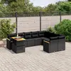 Image de vidaXL Salon de jardin 10 pcs avec coussins noir résine tressée
