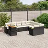 Image de vidaXL Salon de jardin 10 pcs avec coussins noir résine tressée