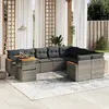 Image de vidaXL Salon de jardin avec coussins 10 pcs gris résine tressée