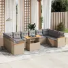 Image de vidaXL Salon de jardin 11 pcs avec coussins beige résine tressée