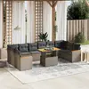 Image de vidaXL Salon de jardin 11 pcs avec coussins gris résine tressée