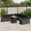 Image de vidaXL Salon de jardin 11 pcs avec coussins noir résine tressée