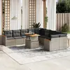 Image de vidaXL Salon de jardin 11 pcs avec coussins gris résine tressée