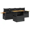 Image de vidaXL Salon de jardin 5 pcs avec coussins noir résine tressée
