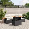 Image de vidaXL Salon de jardin 5 pcs avec coussins noir résine tressée