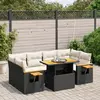 Image de vidaXL Salon de jardin 7 pcs avec coussins noir résine tressée