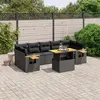 Image de vidaXL Salon de jardin 8 pcs avec coussins noir résine tressée
