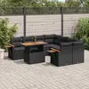 Image de vidaXL Salon de jardin 9 pcs avec coussins noir résine tressée