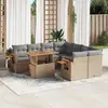 Image de vidaXL Salon de jardin avec coussins 9 pcs beige résine tressée