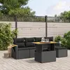 Image de vidaXL Salon de jardin 6 pcs avec coussins noir résine tressée