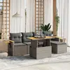 Image de vidaXL Salon de jardin 6 pcs avec coussins gris résine tressée