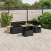 Image de vidaXL Salon de jardin 6 pcs avec coussins noir résine tressée