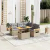 Image de vidaXL Salon de jardin avec coussins 6 pcs beige résine tressée