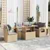 Image de vidaXL Salon de jardin avec coussins 6 pcs beige résine tressée