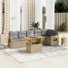 Image de vidaXL Salon de jardin avec coussins 7 pcs beige résine tressée