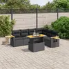 Image de vidaXL Salon de jardin 7 pcs avec coussins noir résine tressée