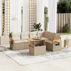 Image de vidaXL Salon de jardin avec coussins 7 pcs beige résine tressée