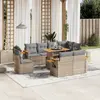 Image de vidaXL Salon de jardin avec coussins 9 pcs beige résine tressée