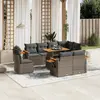 Image de vidaXL Salon de jardin 9 pcs avec coussins gris résine tressée