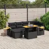 Image de vidaXL Salon de jardin 7 pcs avec coussins noir résine tressée