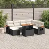 Image de vidaXL Salon de jardin 8 pcs avec coussins noir résine tressée