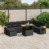 Image de vidaXL Salon de jardin 9 pcs avec coussins noir résine tressée