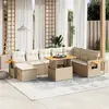 Image de vidaXL Salon de jardin avec coussins 9 pcs beige résine tressée