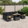 Image de vidaXL Salon de jardin 10 pcs avec coussins noir résine tressée