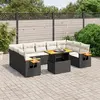 Image de vidaXL Salon de jardin 10 pcs avec coussins noir résine tressée