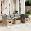 Image de vidaXL Salon de jardin avec coussins 10 pcs beige résine tressée