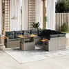 Image de vidaXL Salon de jardin avec coussins 10 pcs gris résine tressée