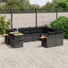 Image de vidaXL Salon de jardin 10 pcs avec coussins noir résine tressée