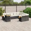 Image de vidaXL Salon de jardin 10 pcs avec coussins noir résine tressée
