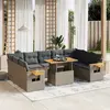 Image de vidaXL Salon de jardin 11 pcs avec coussins gris résine tressée