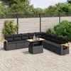 Image de vidaXL Salon de jardin 11 pcs avec coussins noir résine tressée