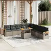 Image de vidaXL Salon de jardin 11 pcs avec coussins gris résine tressée