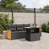 Image de vidaXL Salon de jardin 5 pcs avec coussins noir résine tressée