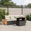 Image de vidaXL Salon de jardin 5 pcs avec coussins noir résine tressée