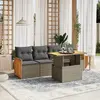 Image de vidaXL Salon de jardin 5 pcs avec coussins gris résine tressée