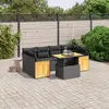 Image de vidaXL Salon de jardin 7 pcs avec coussins noir résine tressée
