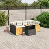 Image de vidaXL Salon de jardin 7 pcs avec coussins noir résine tressée